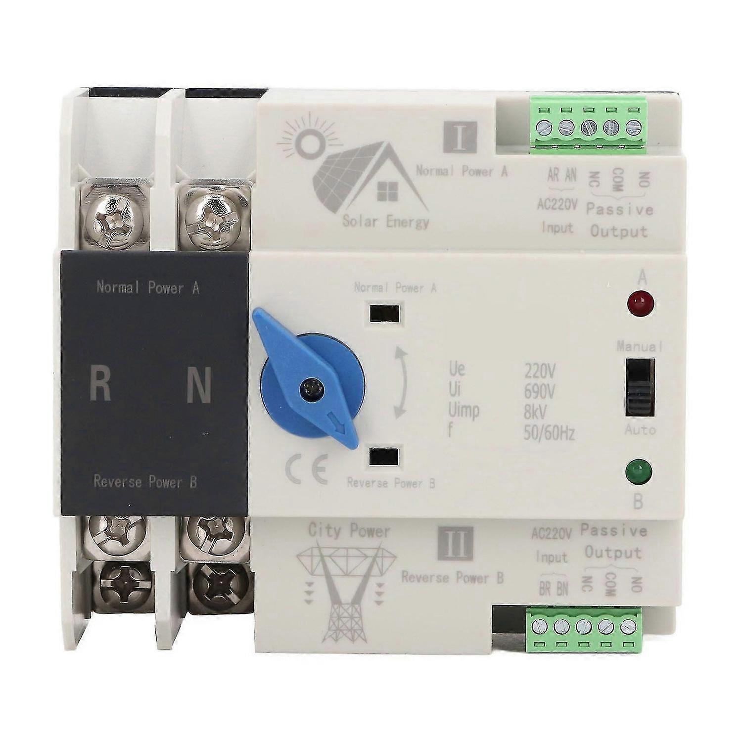 High quality 2P 63A Photovoltaic dual power automatic transfer switch dual power isolatio