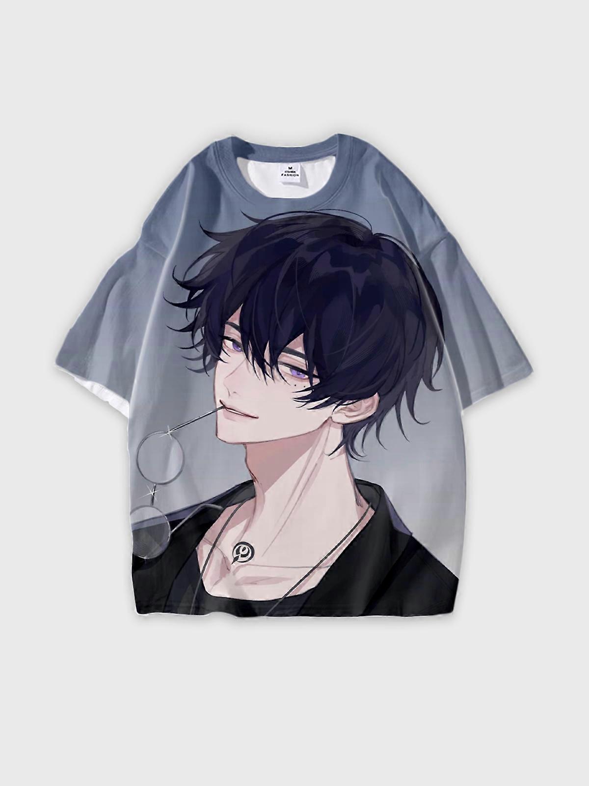 T-Shirt Round Neck, Loose Short Sleeve Link Click Graphic Tee, Unisex Summer Casual Top W1544