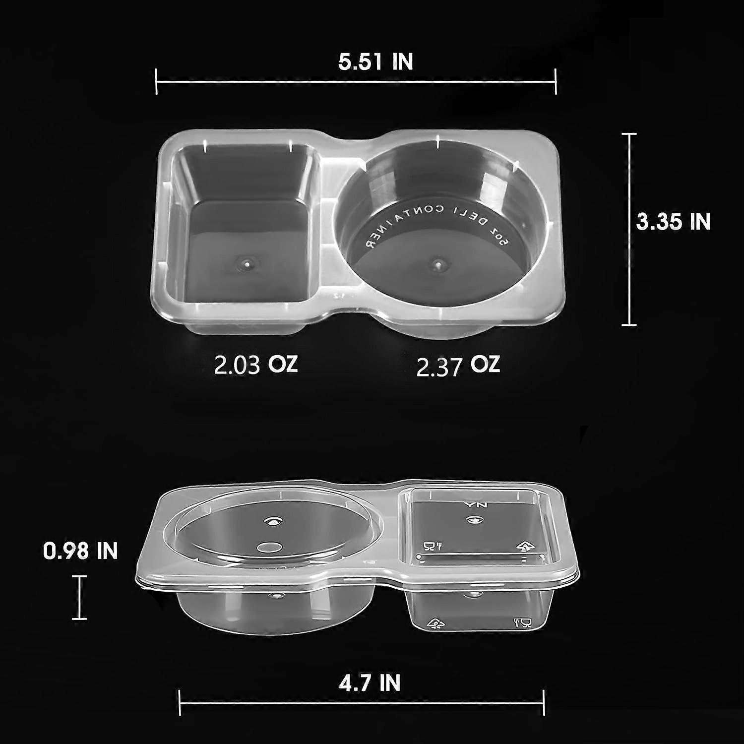 50pcs Double Compartment Condiment Container - Disposable Dipping Sauce Cups with Lids Plastic Salad Dressing Container for Lunch Box Picnic and Trave