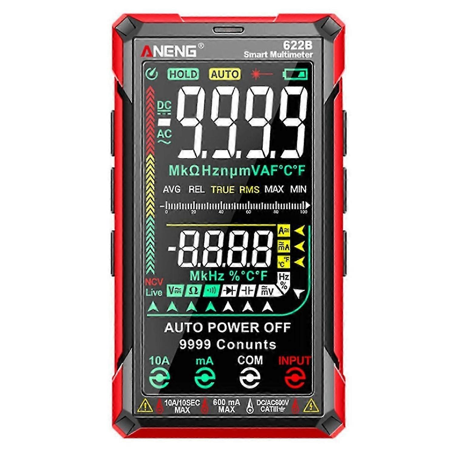 ANENG Capacitance Ohm Meter Auto Range Voltage Detector 9999 Counts Voltage Meter VA Reverse Display Multi-Function 622B