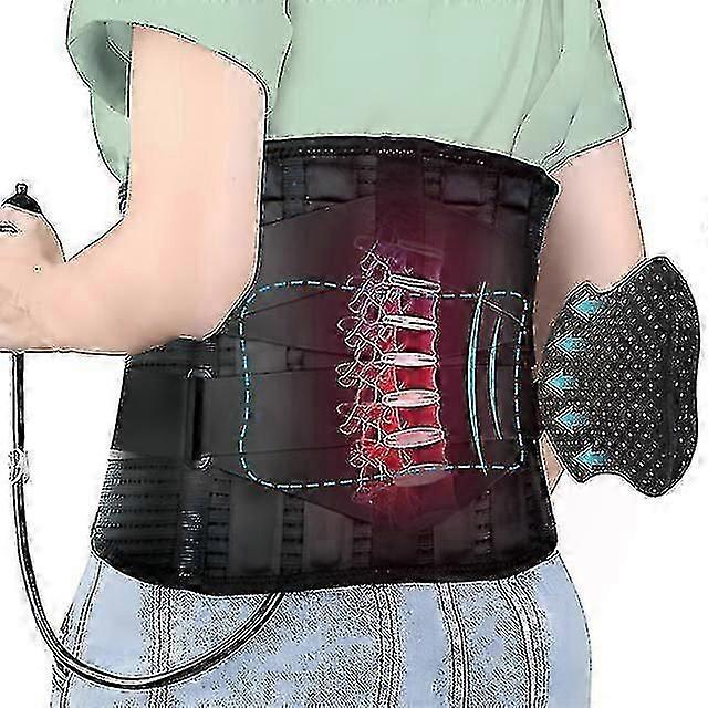 Lumbar Support Belt With Inflatable Pad Relieve Waist Pain Dual Adjustable Support Straps Lower Back Brace For Herniated Disc