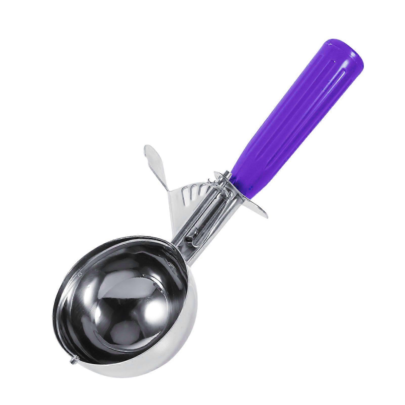 Practical Stainless Steel Fruit Ice Cream Scoop Spoon with Plastic Handle Kitchen Tool (4.2cm)