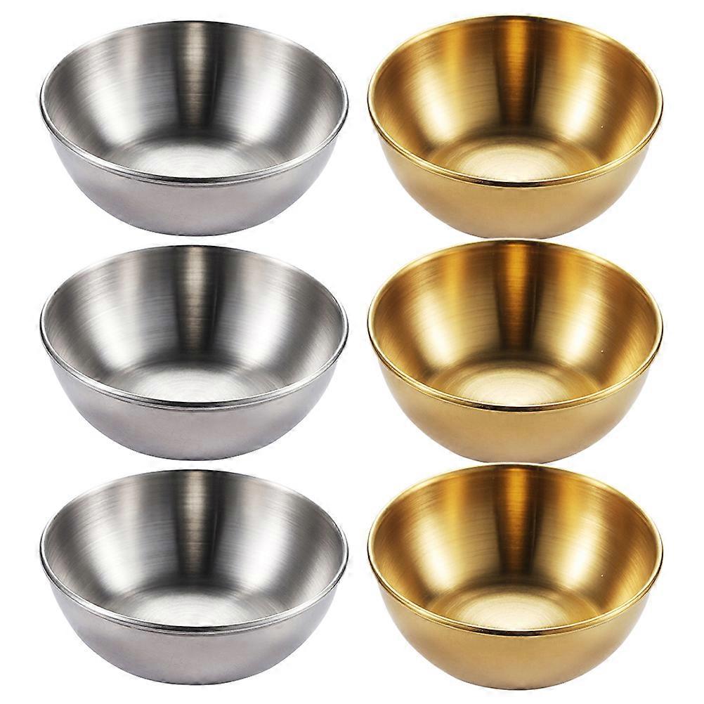 Soy Sauce Dishes Stainless Steel Seasoning Plates for Home Use Assorted Color with Round Design 6Pcs