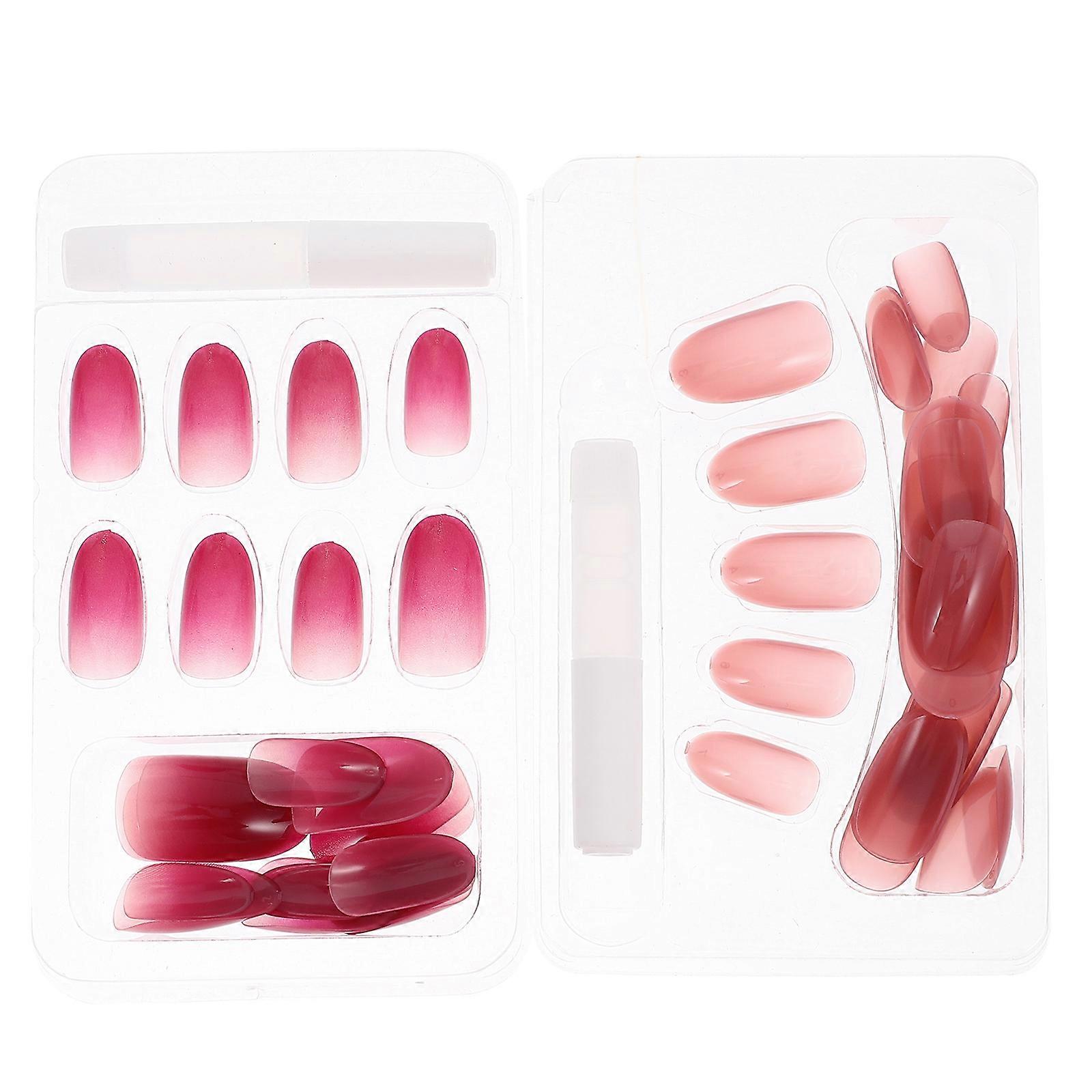 Artificial Nails Solid Color Nail Sticker Nail Pieces for Holiday Event Assorted Color for Diy Nail Art 1Set