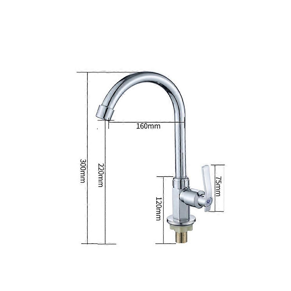 Kitchen Water Tap Vertical Single Cold Water Tap for Bathroom Use Silver Rustproof 1Set