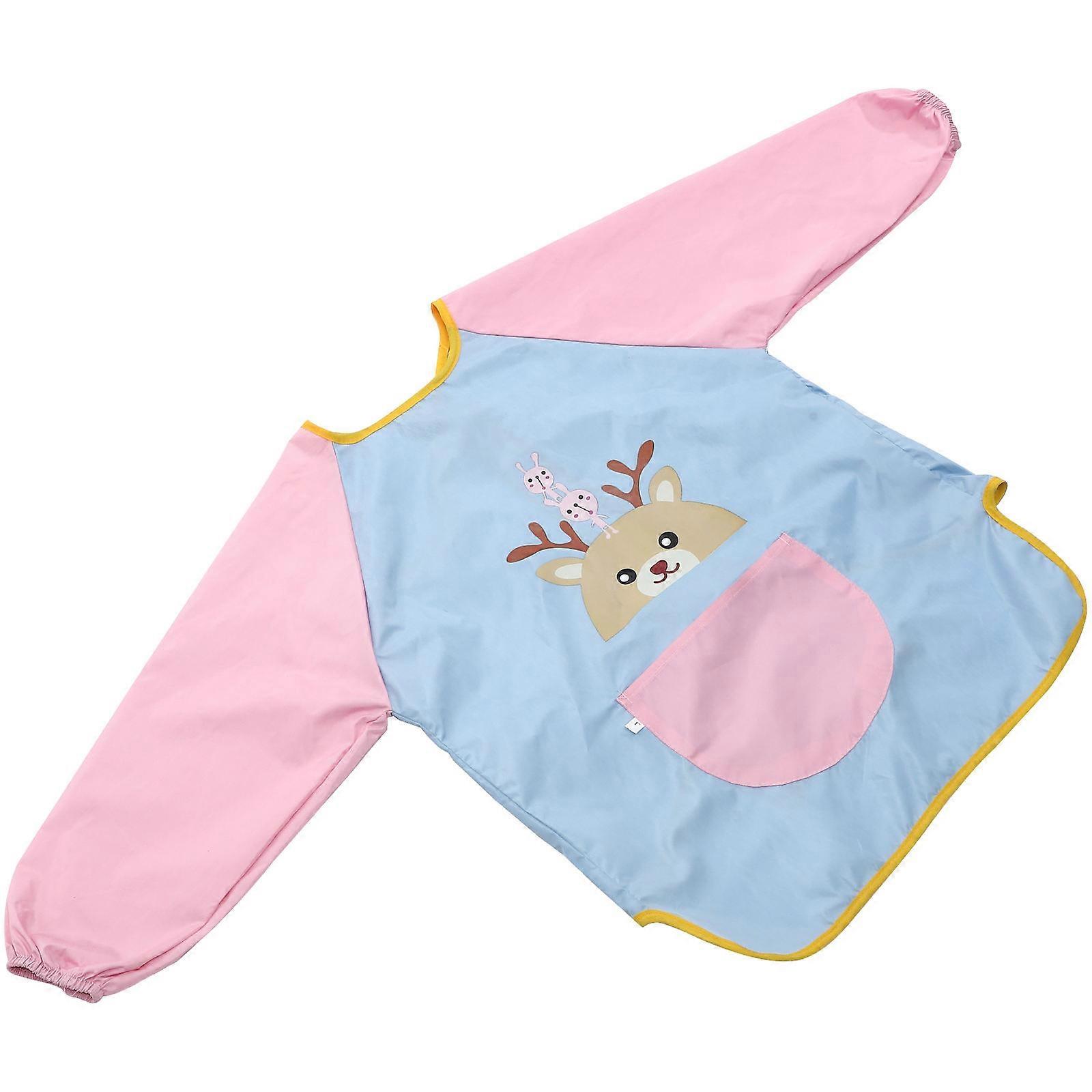 Waterproof Children Apron Kids Long Sleeves Assorted Color Function Quick Dry 1Set