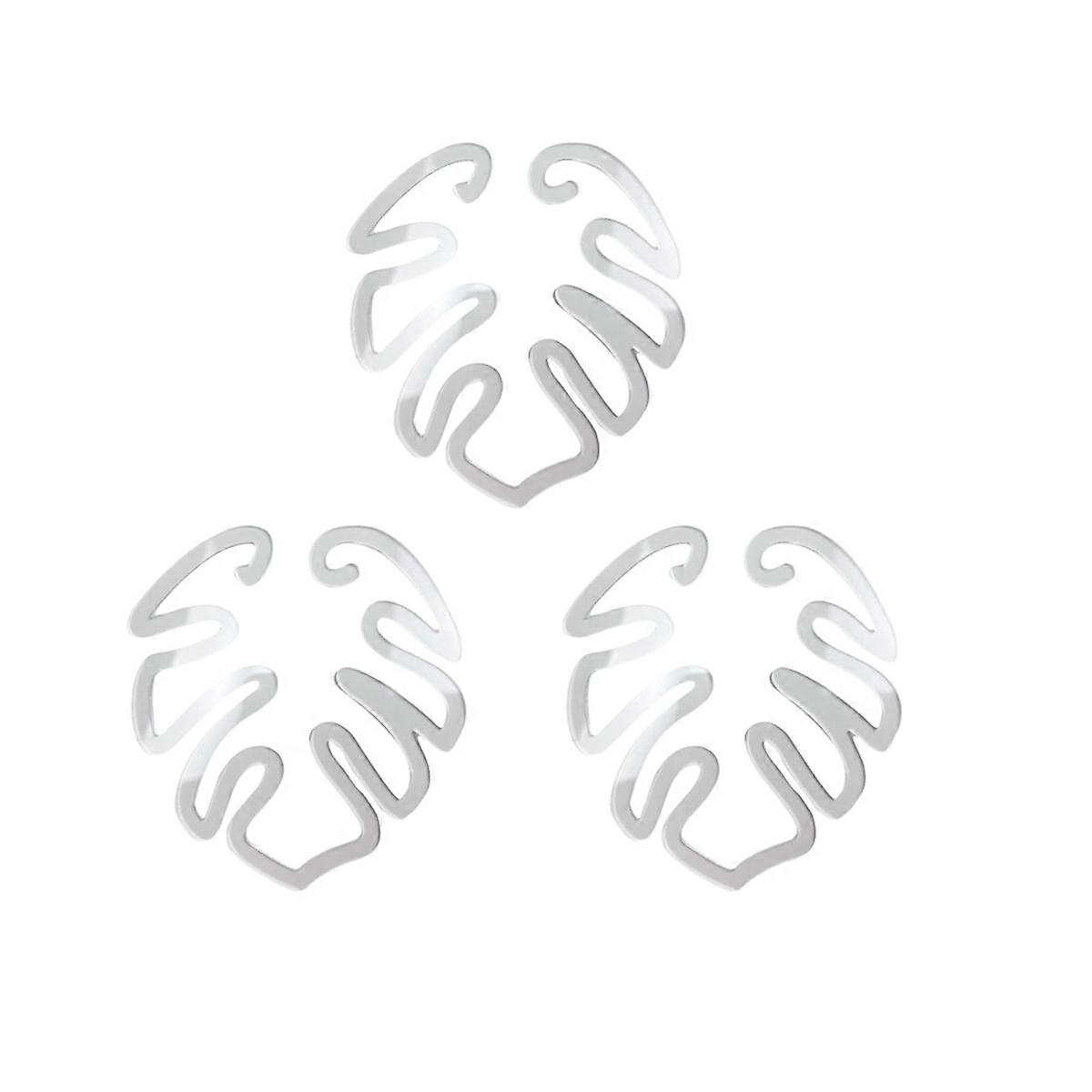 Flower-Shaped Green Plant Leaf Holder Turtle Shell Bamboo 3pcs A