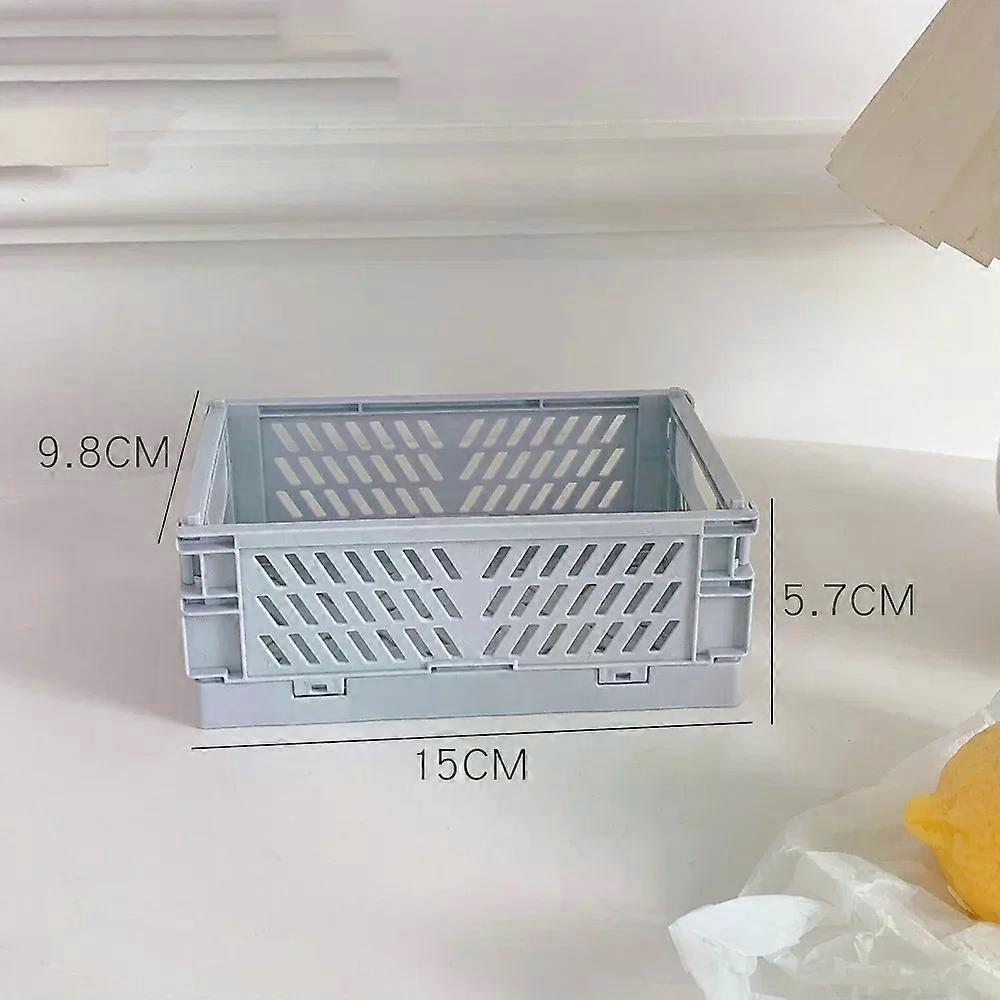 Mini Folding Plastic Storage Box Collapsible Storage Container Desktop Cosmetic Storage Basket Home Office Organizer Box