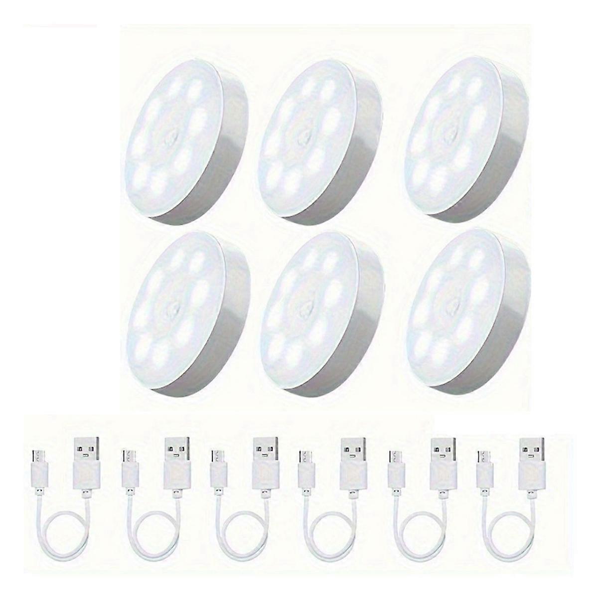6-Pack USB Rechargeable LED Motion Sensor Lights LED Indoor Closet Light Battery-Powered Induction