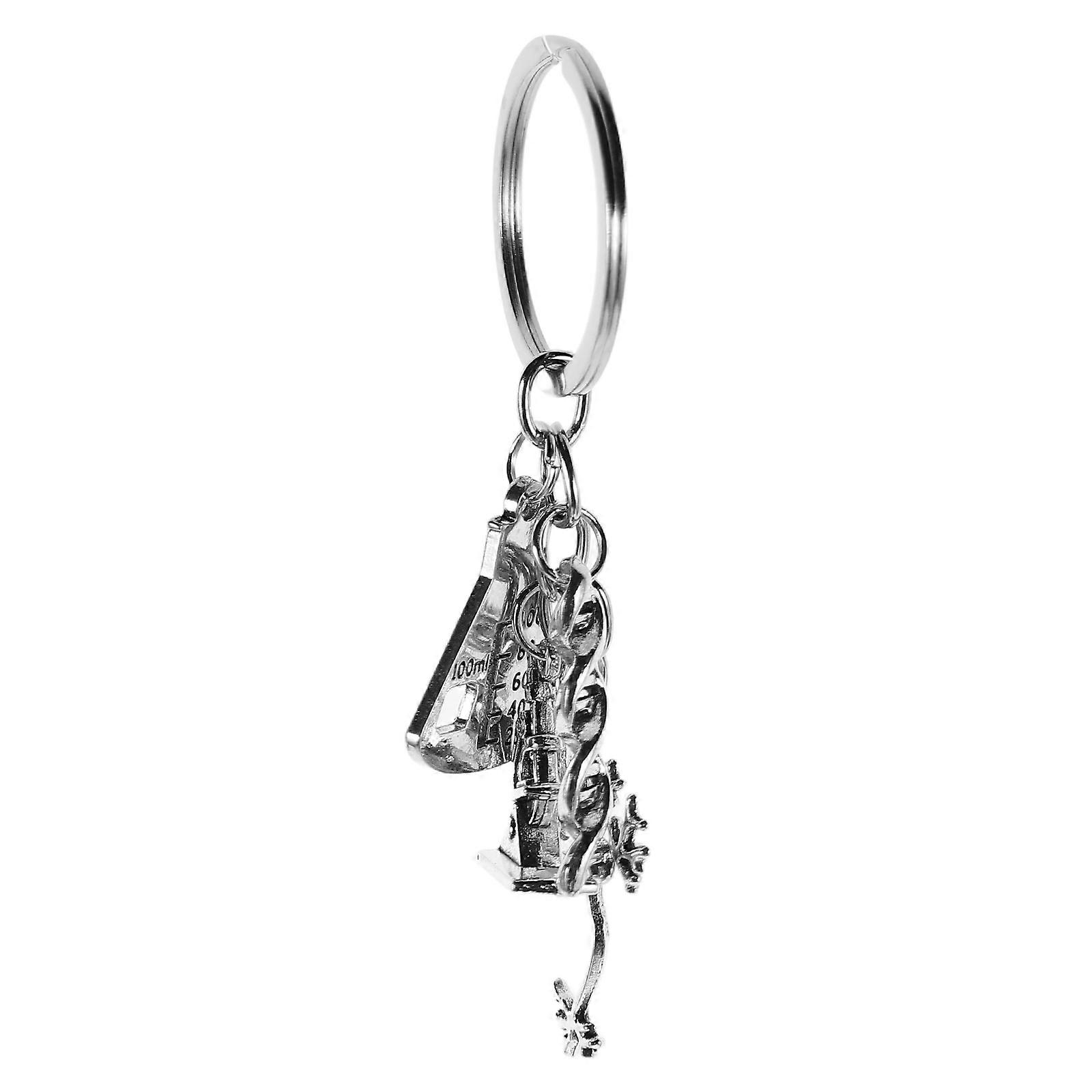 Dna Microscope Science Keychain for Teacher Appreciation Silver Alloy