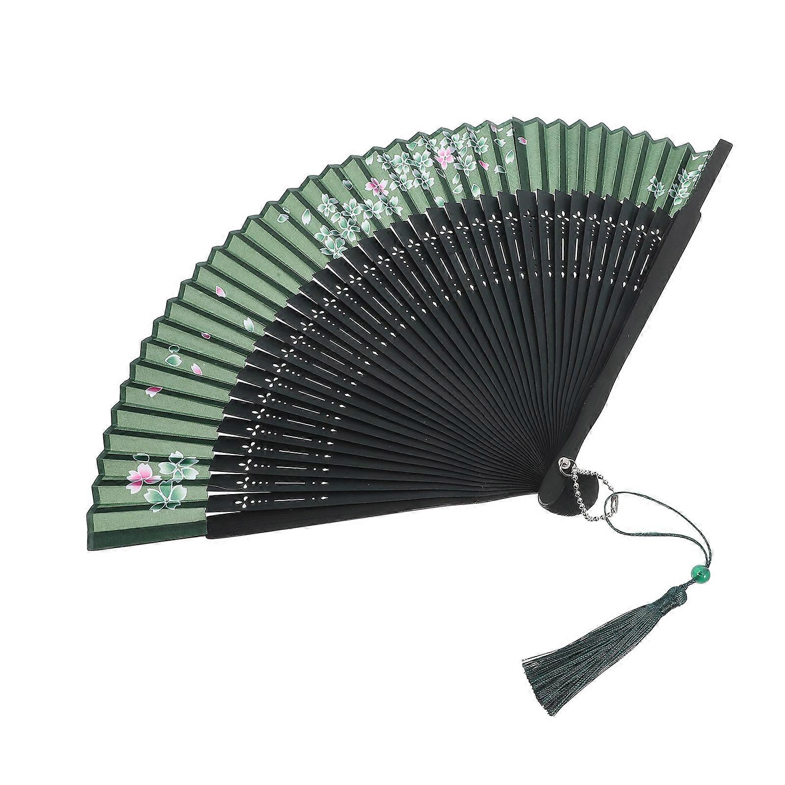 Handheld Folding Fan Bamboo Fabric Fan for Decoration Multi Color 3Pcs