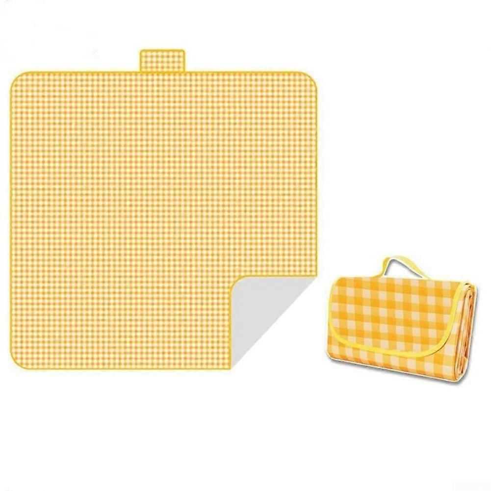 Portable Picnic Blanket EasyClean Feature Color Yellow For Picnics Camping Beach Days