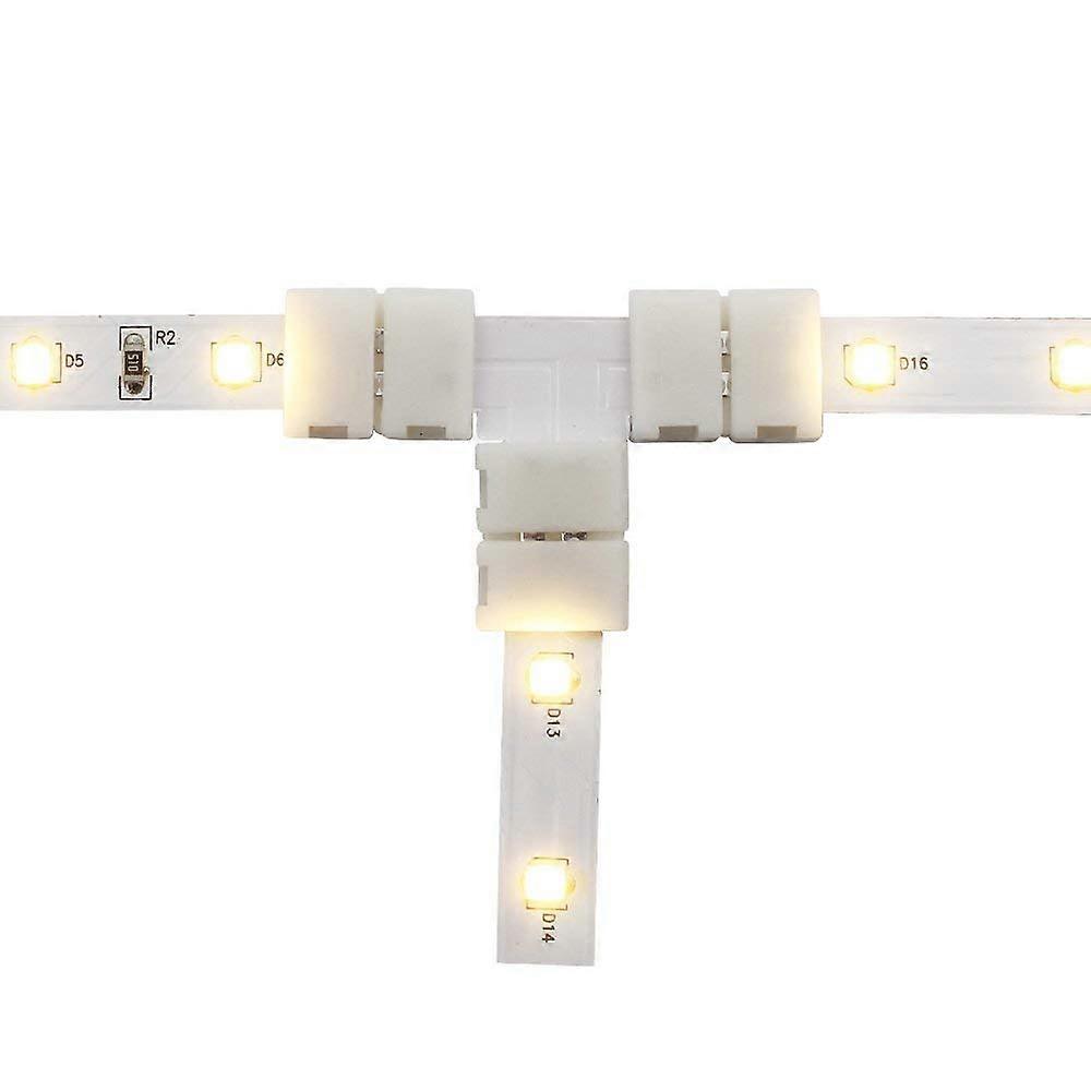2 Pin T Shape Connectors For 8mm Wide 3528/2835 LED Strip Lights Single Color Pack Of 5