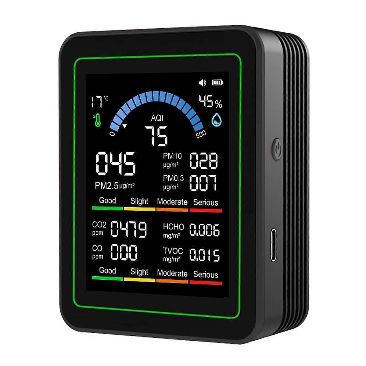 10-in-1 Luftqualitätsmonitor Formaldehyd Temperatur Luftfeuchtigkeit Tester Formaldehyd CO 2 Detektor für