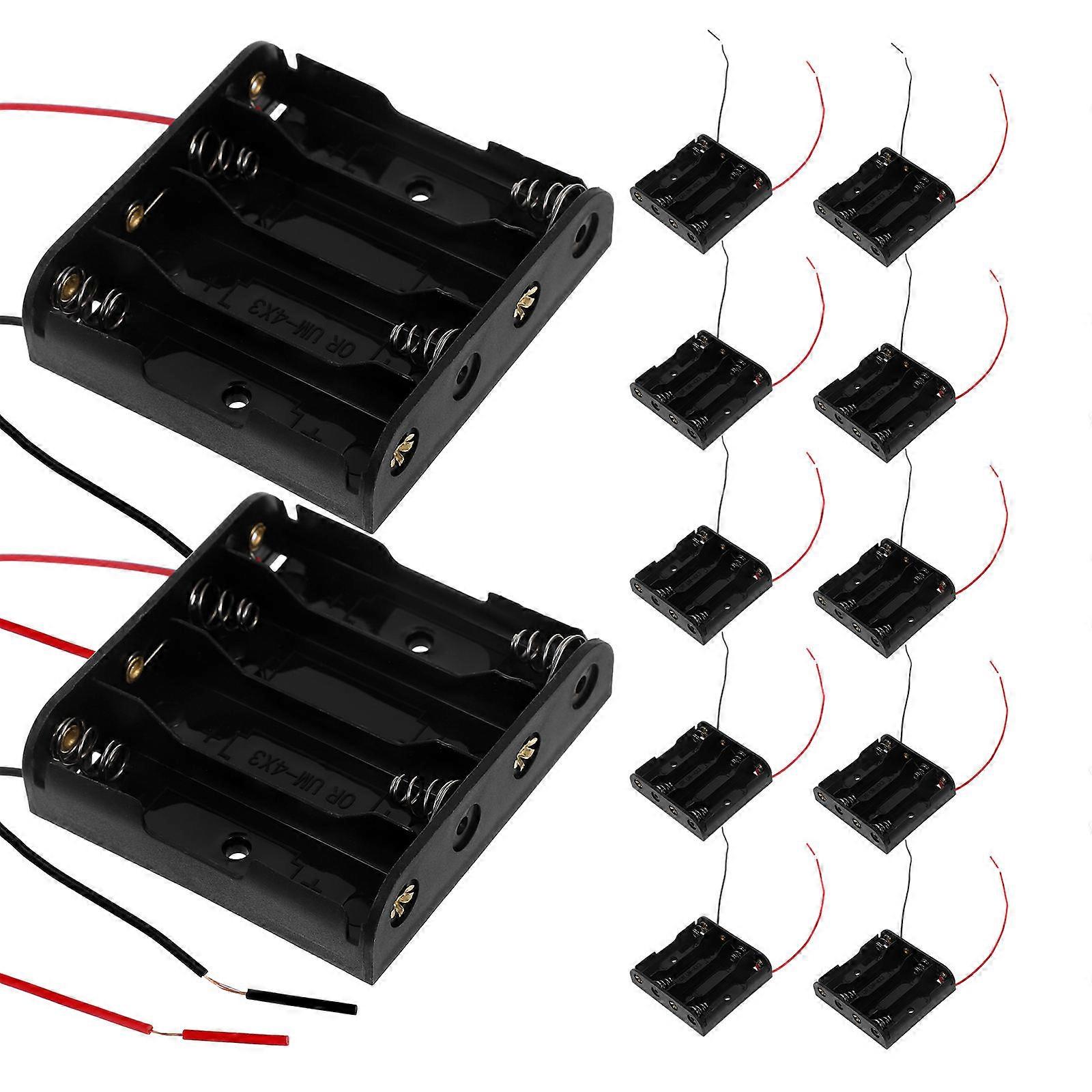 Black Plastic Battery Box Switch Holder Case for 12Pcs Electronic Projects