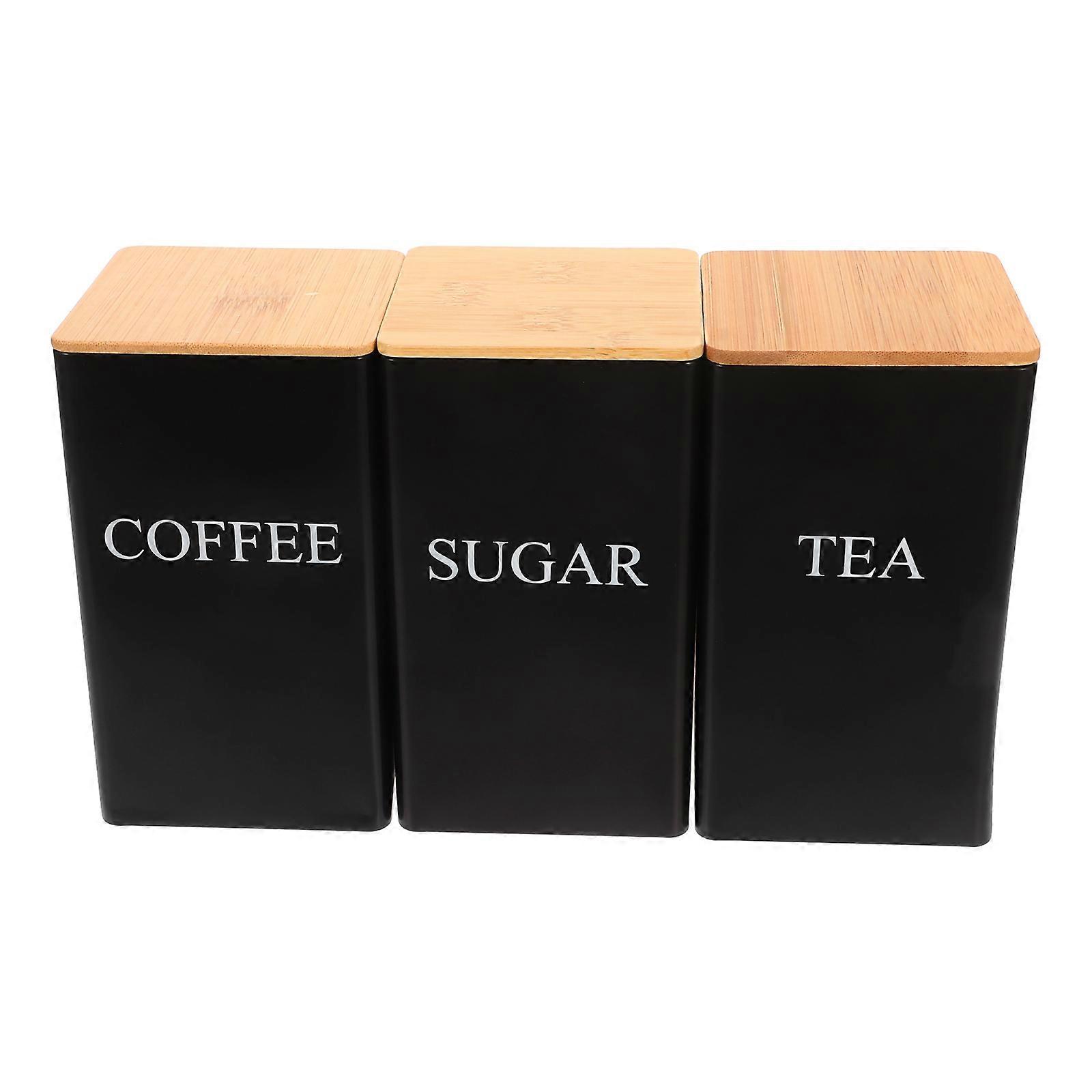 Tea Canister Kitchen Canisters Home Use Black Storage
