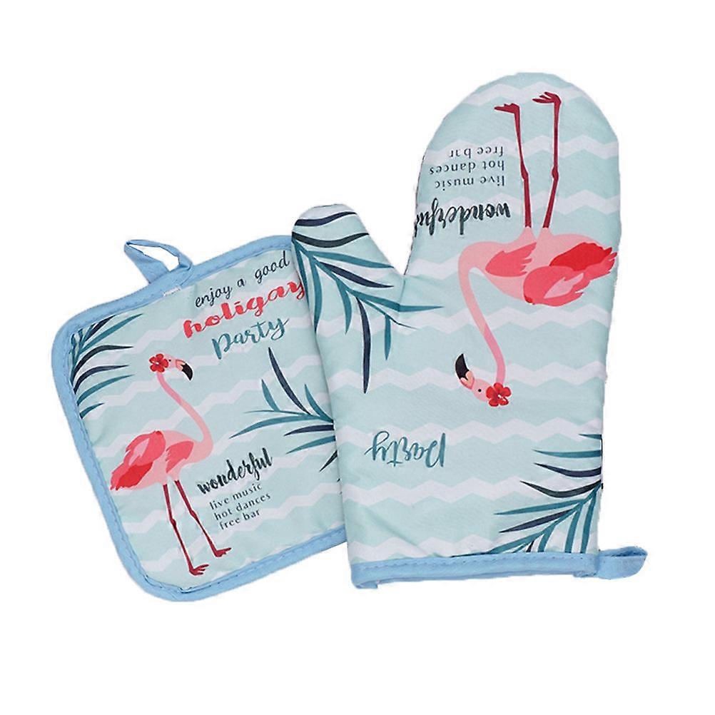Glove and Pad Set for Baking Use 6Pcs Heat Resistant Oven Mitts and Mat