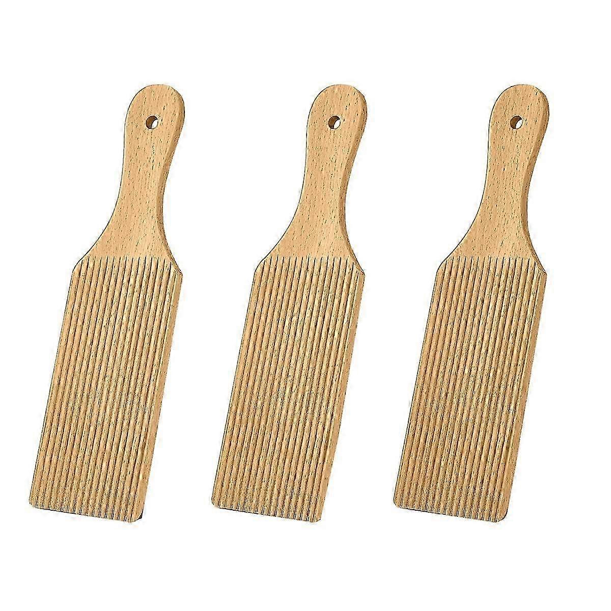 Hamur Haddeleme için 3 Adet Gnocchi Tahtaları ve Ahşap Tereyağı Kürekleri 9.1 x 2.8 Gnocchi Kürek Makarna Yapma Araçları Rulo