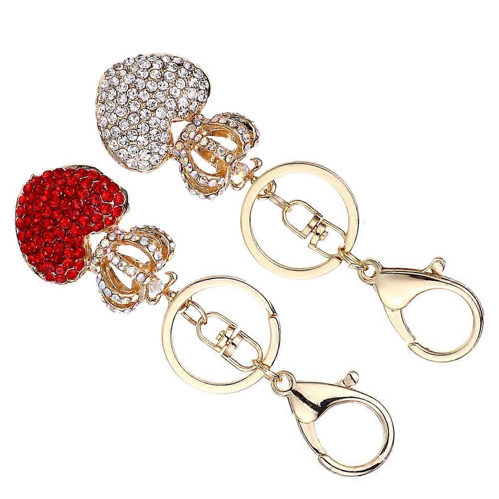 Sparkling Rhinestone Heart Keychain for Decoration 10Pcs Assorted Color