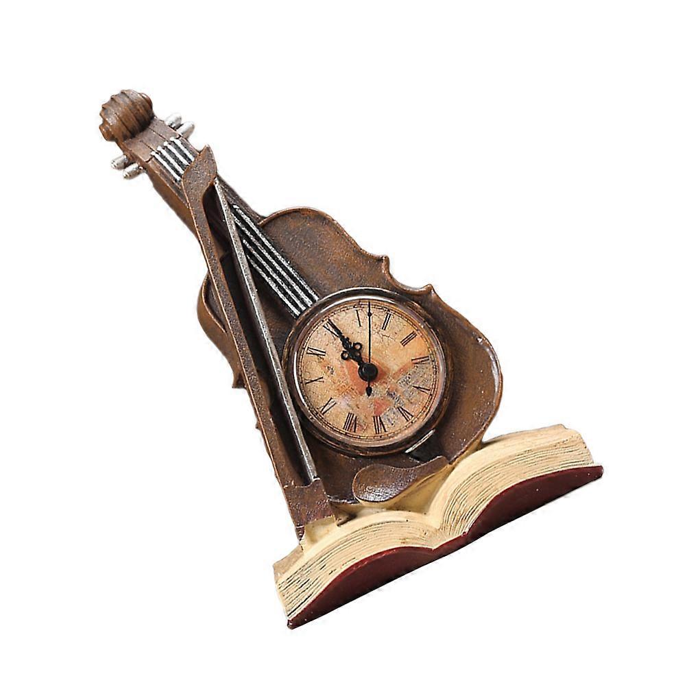 Yellow Resin Book Violin Clock Decor for Decoration