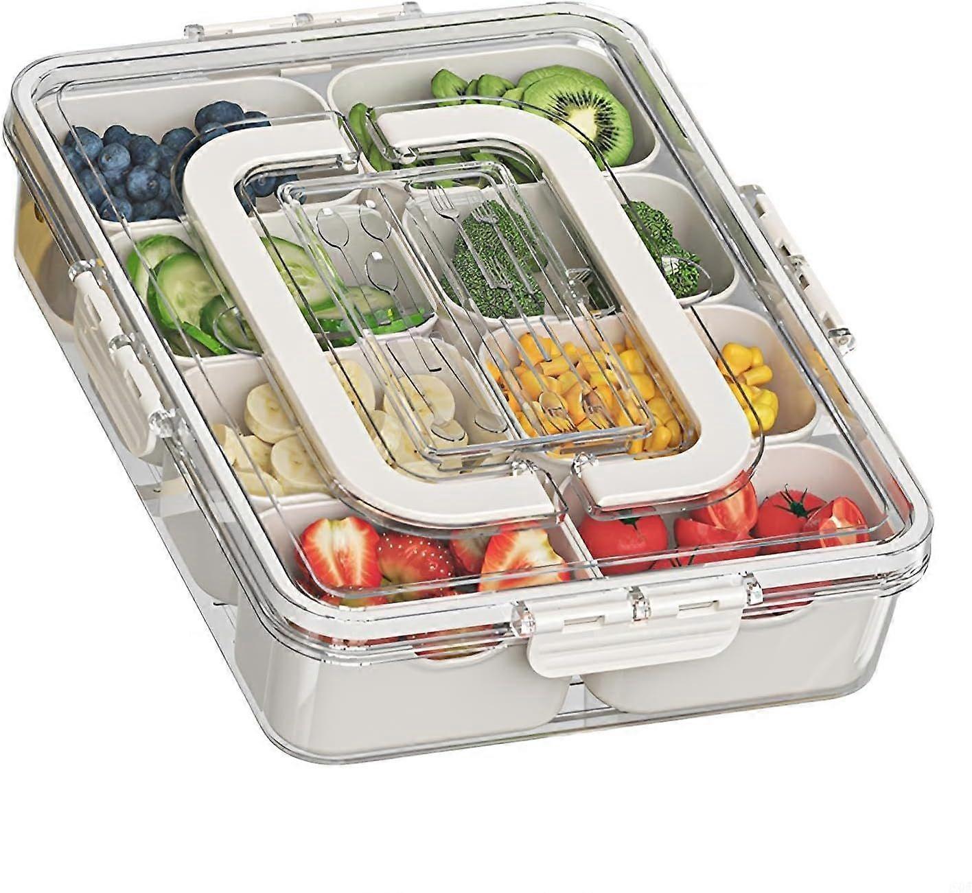 2025 Latest Model 2-Pack Snackle Box Container, Divided Serving Tray with Lid and Handle