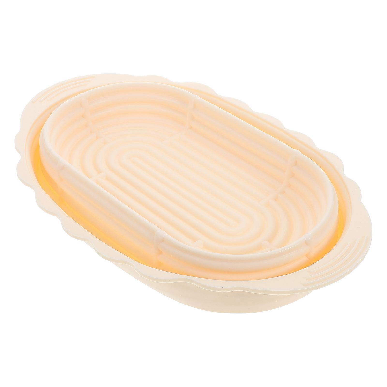 Kitchen Use Silicone Bread Proofing Basket Foldable Oval Beige