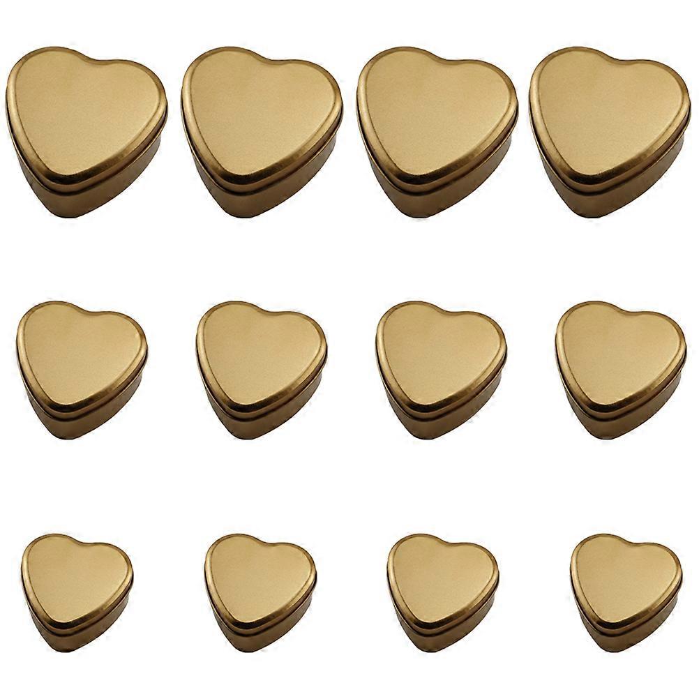 Golden Candy Storage Tinplate Boxes for Treats with Heart Shape 24Pcs