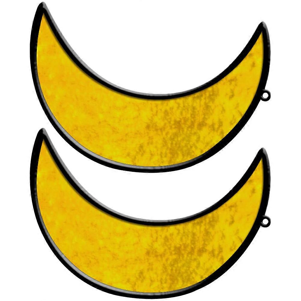 Yellow Stained Acrylic Moon Window Hanging for Decoration 4Pcs