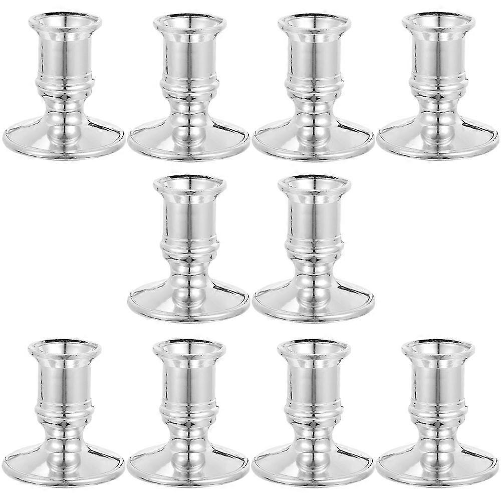Silver Plastic Electronic Candlestick Holders for Decor 40Pcs Set