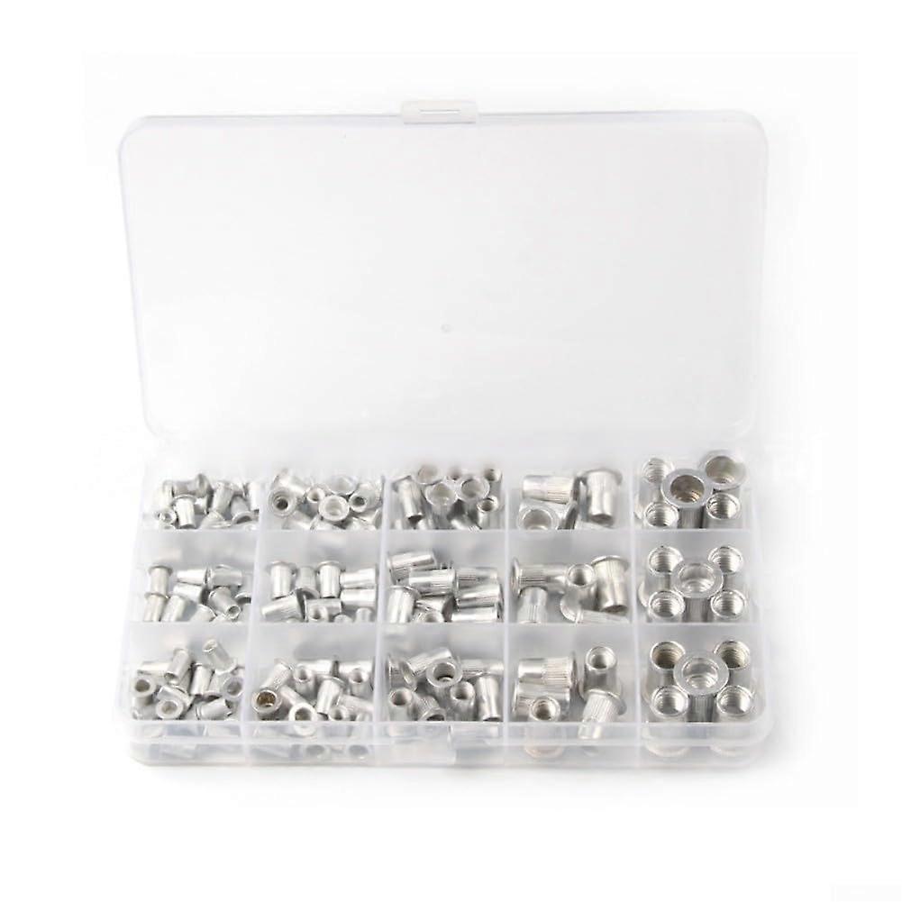 Stainless Steel Flat Head Rivet Nuts 150Pcs Saw Teeth M3/M4/M5/M6/M8 Cylindrical Nuts Construction and Home Use