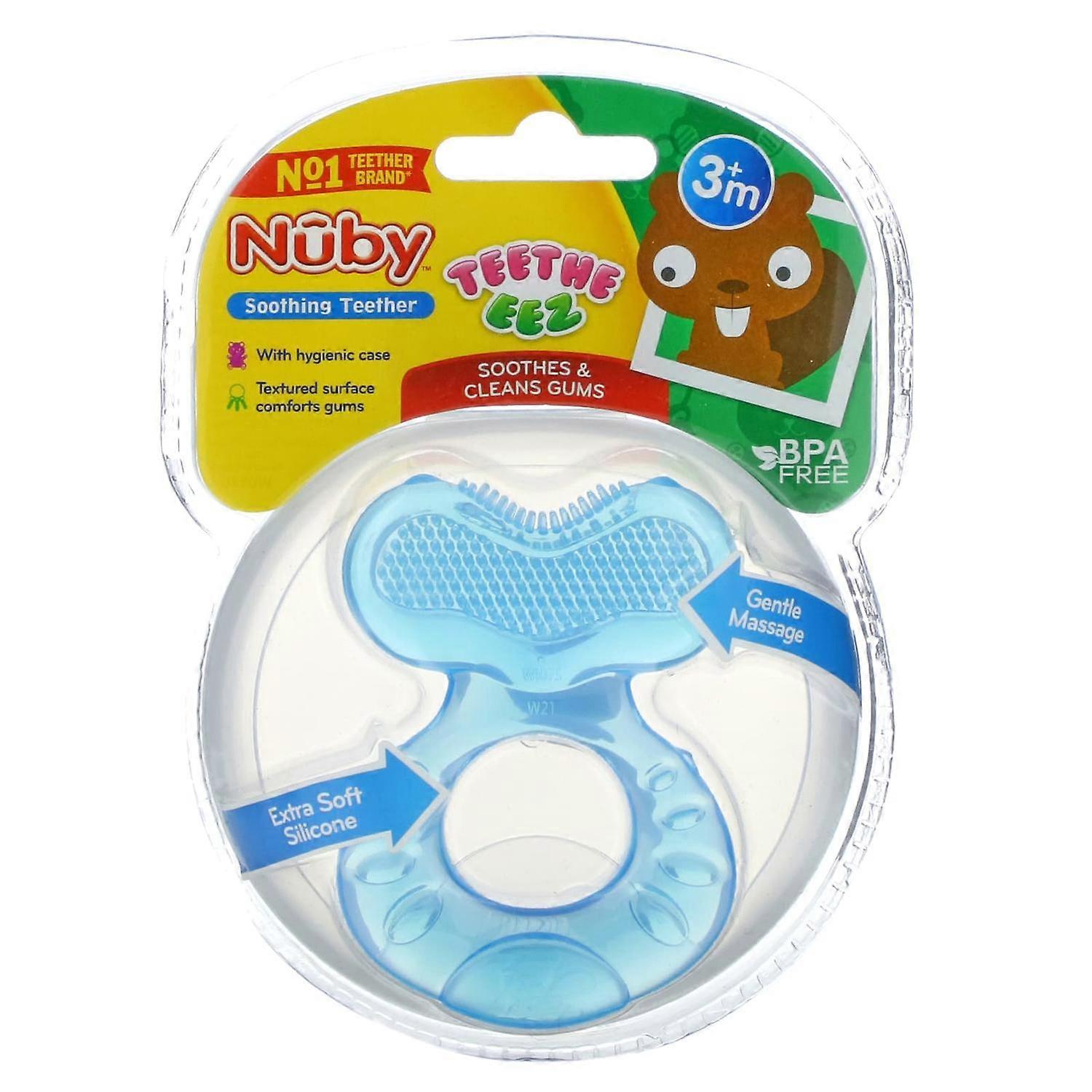 Nuby, Teethe Eez, Soothing Teether, 3+ Months, Blue