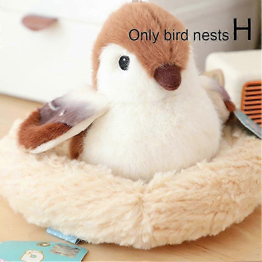 18cm Bird's Nest (H)$Cute Cartoon Bird Parrot Doll Plush Toy Sparrow Bird's Nest Pendant Plush Toy Parrot 25-26