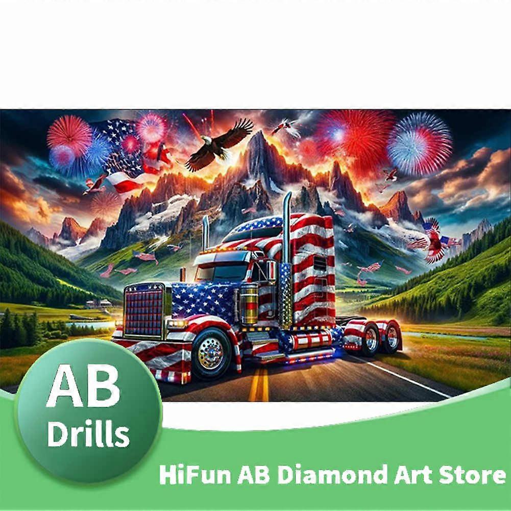 Kit de broderie diamant 5D à faire soi-même, motif drapeau américain, aigle, loup, grand format, AB Drill