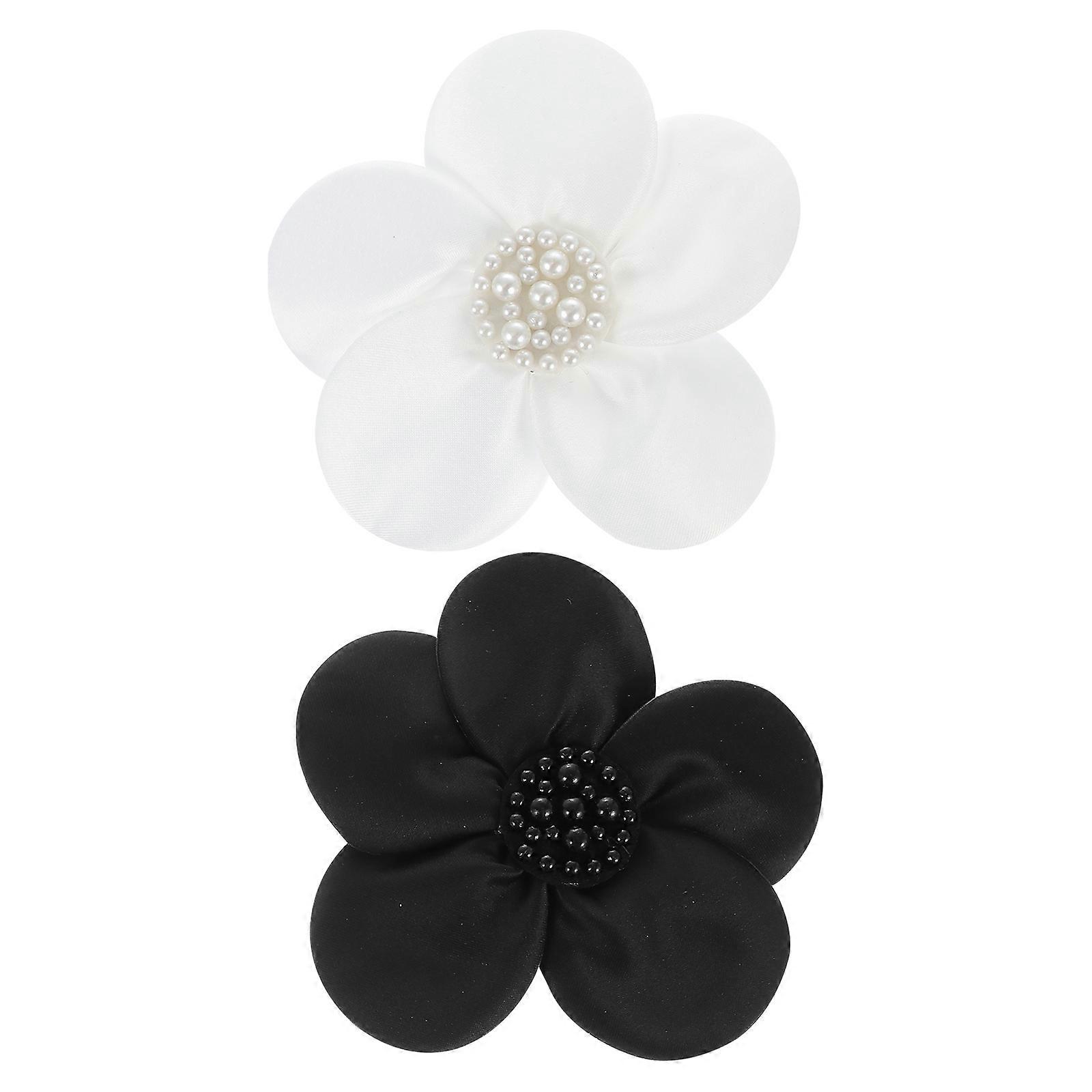 Embroidery Patch Five-Petaled Pearl Flowers for Sewing 4Pcs DIY