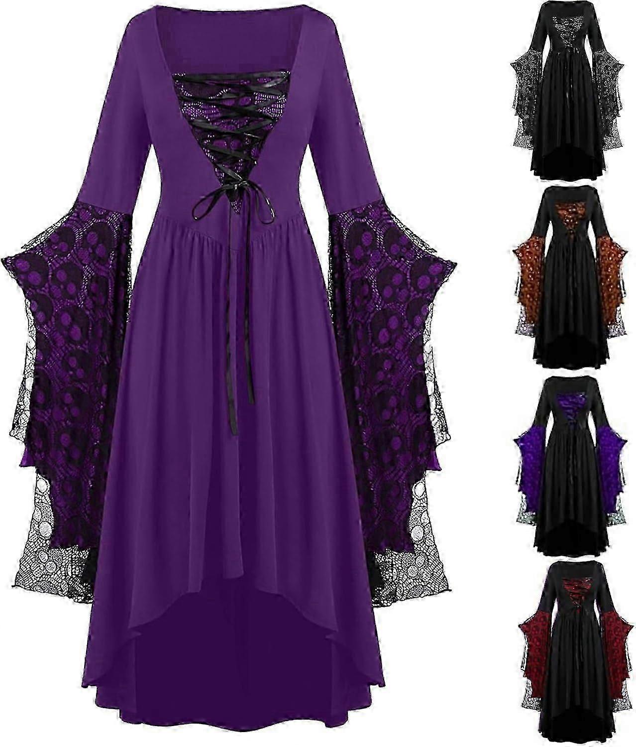 هالوين ازياء امرأة 2024 الدانتيل بالإضافة إلى حجم النهضة اللباس هالوين الكبار الكرة ثوب فساتين مشد الملابس القوطية