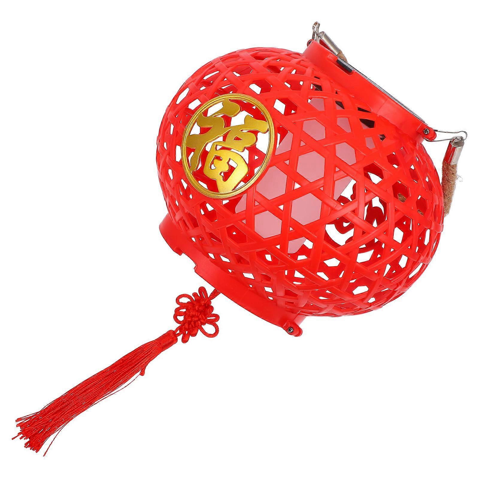 Red Traditional Lantern Pendant Outside Hanging Lantern NIMH Battery Light Sensing Automatic On/Off Family Gatherings 1 Piece