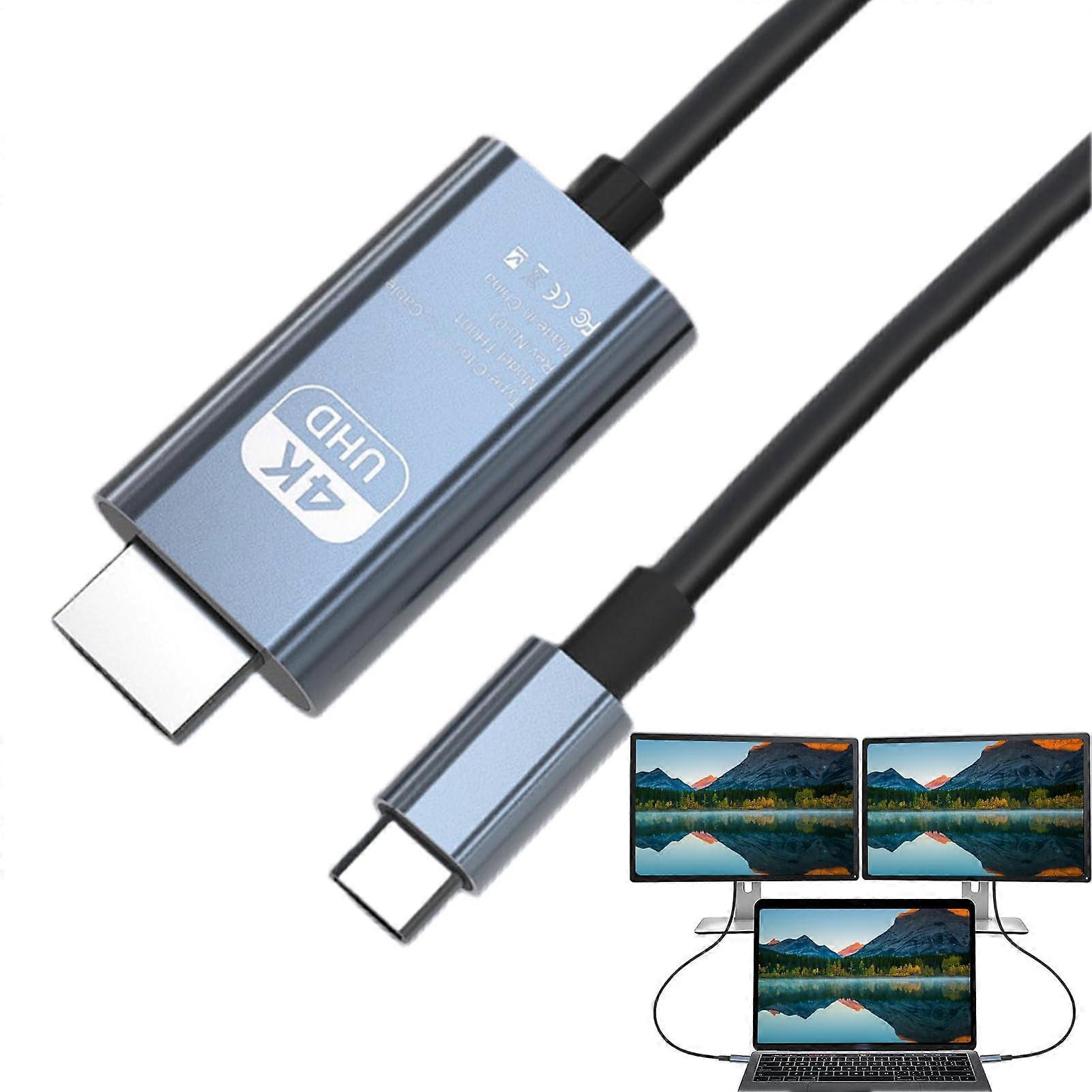 Type C To HDTV Adapter 4K60Hz USBC To HDMI Cable For Laptop Monitor TV, Conference Room Projector, Classroom Teaching
