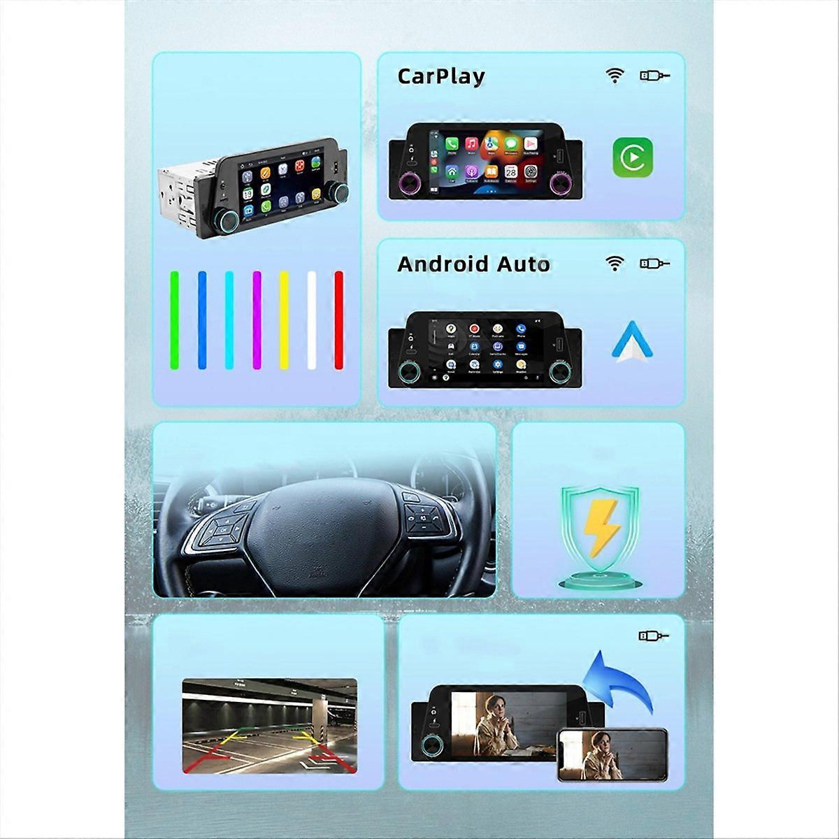 5-Zoll-Auto-MP5-Player Drahtloses CarPlay Android Auto Tragbares Radio