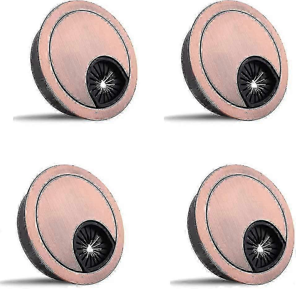 Set of 4 Cable Grommets for Desk - 60mm Zinc Alloy Table Grommets in Red Bronze Finish for Organized Wiring Solutions