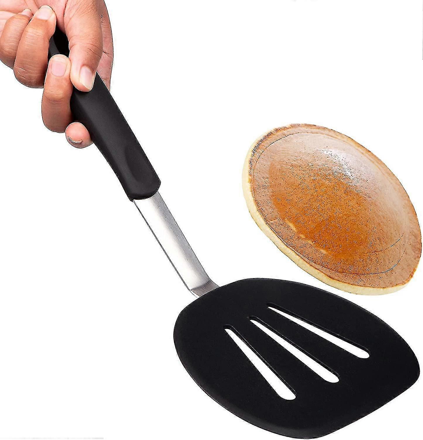 Pancake Spatula Silicone Turner Compatible With Nonstick Cookware, Flexible Extra Wide Spatula Compatible