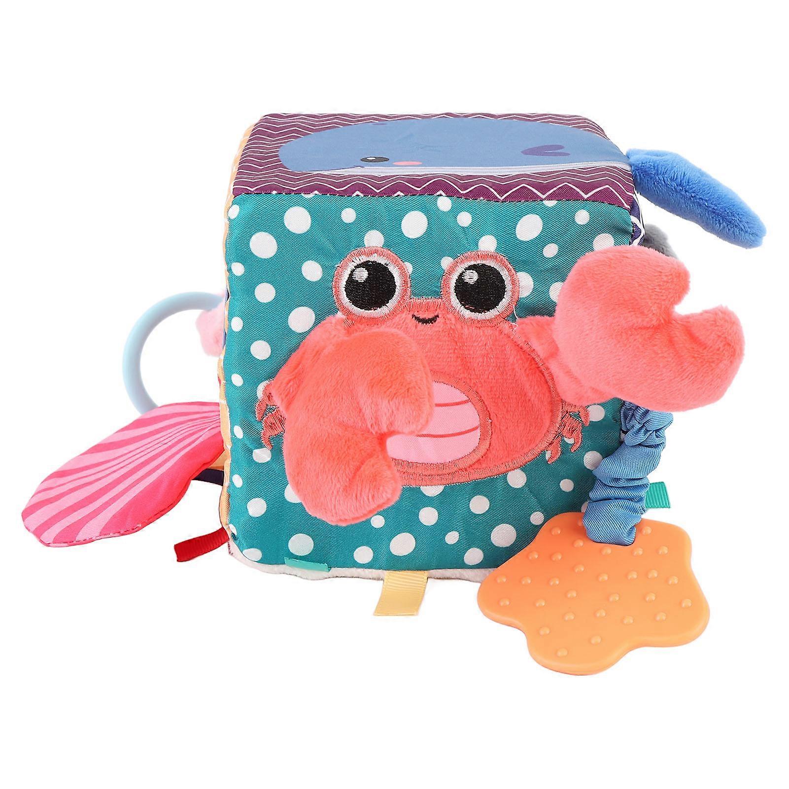 Baby Soft Cube Hand Rattle Ball Baby Cloth Activity Toy for Crib with Soothing Soft Fabric and Rich Colors Sensory Development