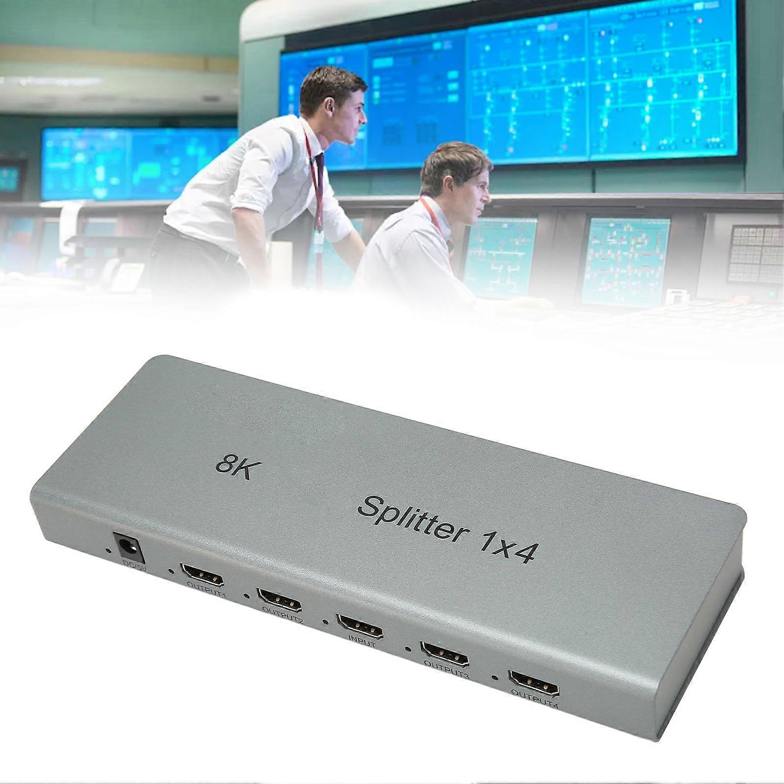 HD Multimedia Interface 2.1 Switcher 1 in 4 Out High Speed 40Gbps 8K HD Multimedia Interface Splitter 100‑240V EU Plug 