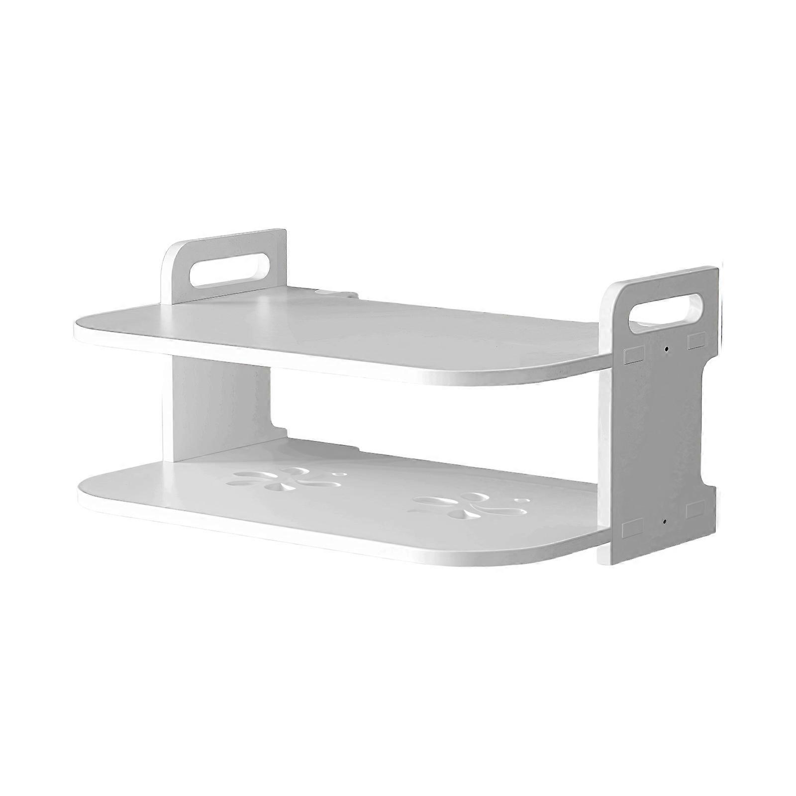 Space Saving Wall Shelf For Slide Set Exclusive Ventilated Double Rank Storage Denial Drill Mounting Cable Planner Modern Telecommute Deck  30cm