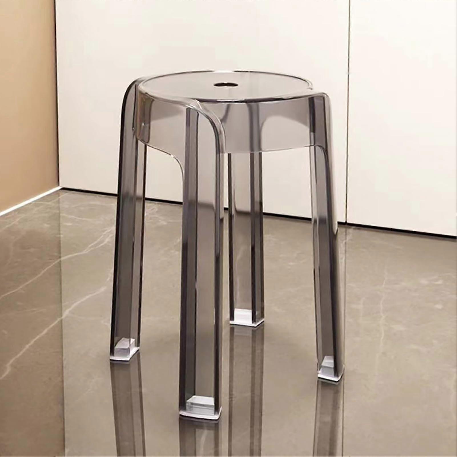 Transparent Acrylic Bar Stool, Stackable Counter Height Chair, Backless Bar Stool, Decorative Shower Stool, Black, 1pc