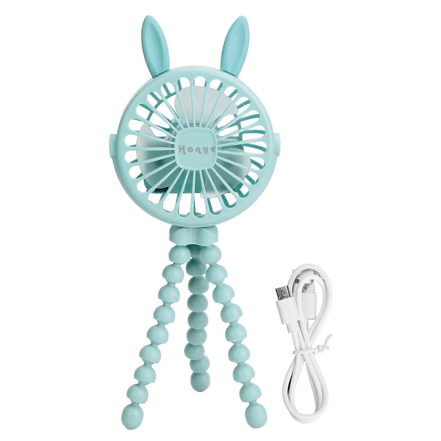 Electric Stroller Fan Adjustable 3 Gears Pointed Ears Handheld Mini Hanging LED Tripod Clip Stroller