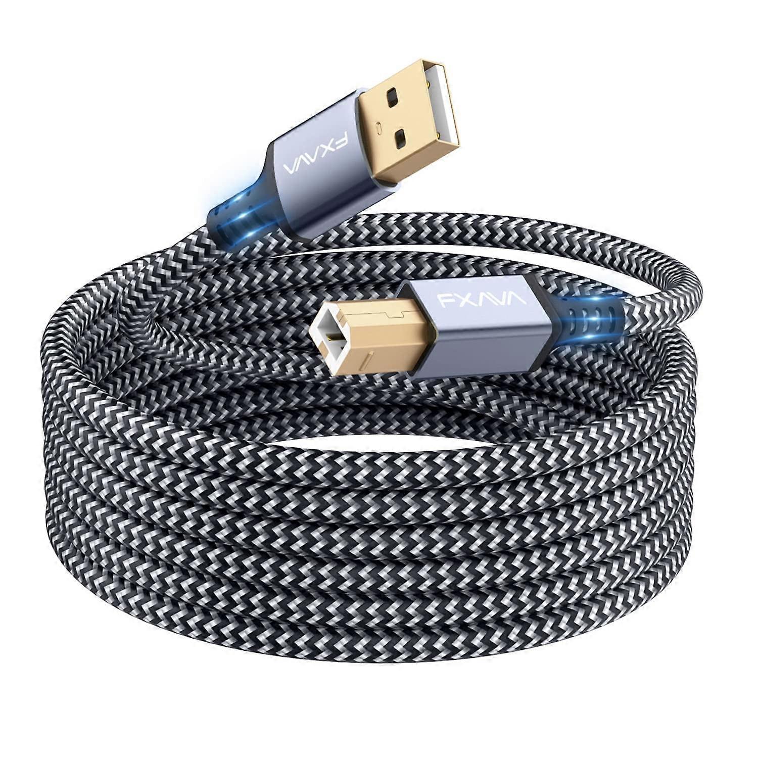 Printer Cable - USB Printer Cable 10 Feet Printer Cable to USB [Aluminum Shell, Nylon Braided] High-Speed Printer Cord
