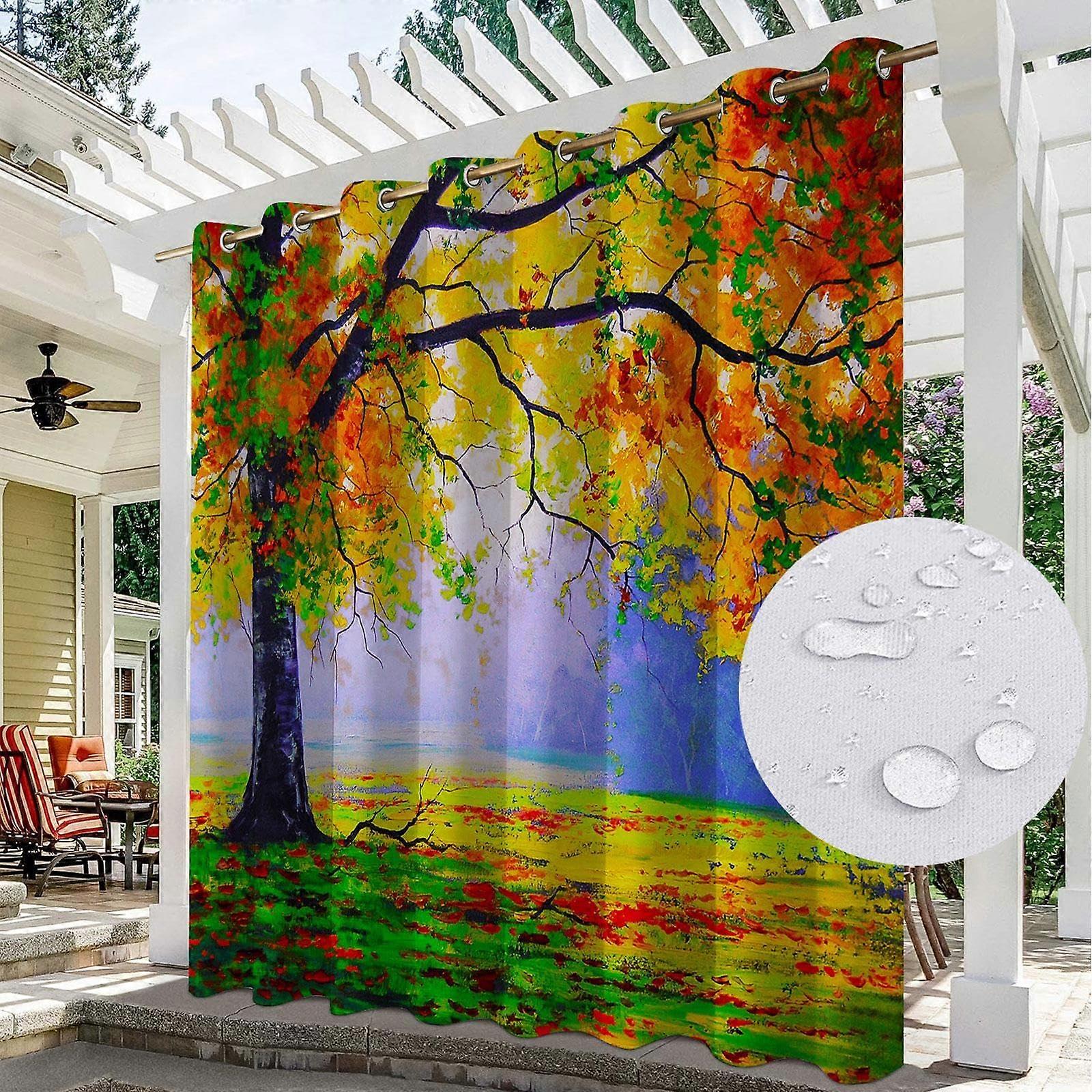 Outdoor Blackout Curtains with Grommet Noise Canceling Privacy Drapes Nature Landscape Print 1 Panel Style 11 104x84 In