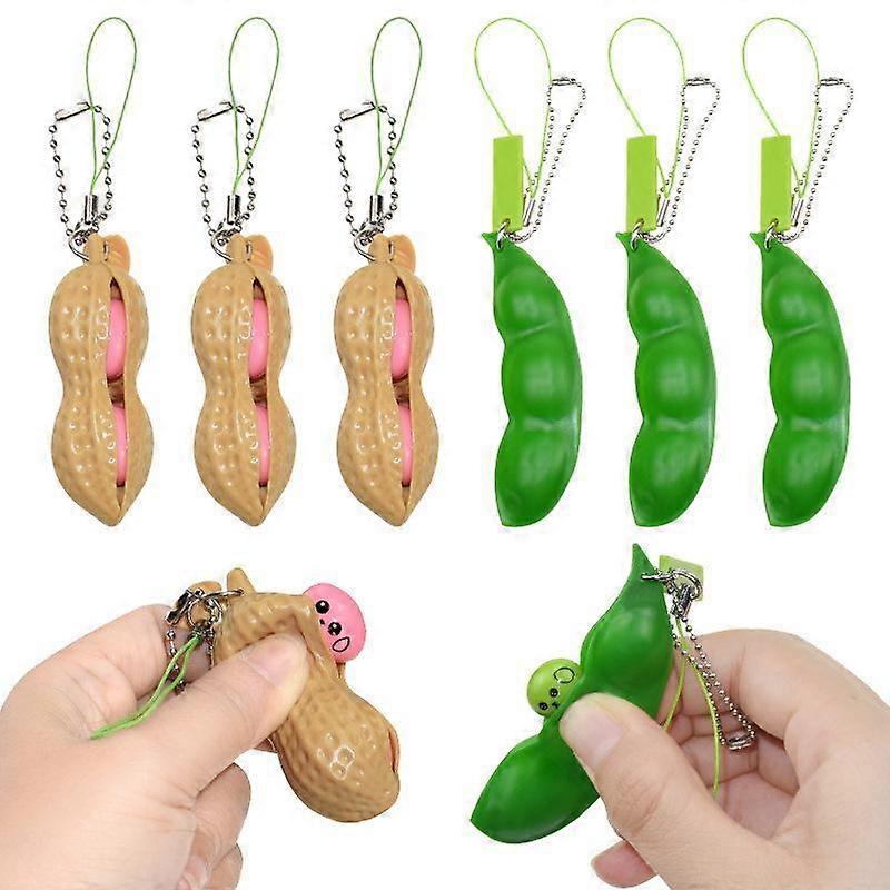 Stress Relief Decorative Keychain, Squeeze-A-Bean Charm for Phone & Keys, Fun Edamame Design, Perfect Gift Idea
