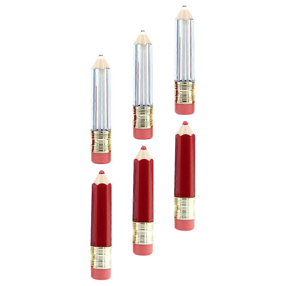 Lip Gloss Tubes Pencil Shaped for Storage Use 6Pcs Assorted Color Plastic