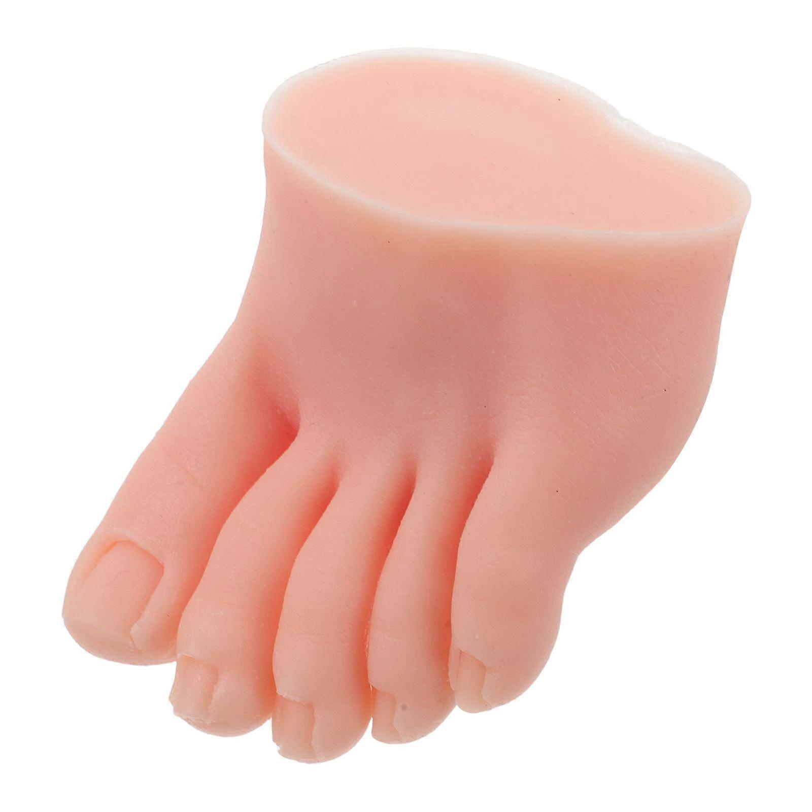 Flexible Nail Practice Foot Model for Manicure Training Beige Silicone